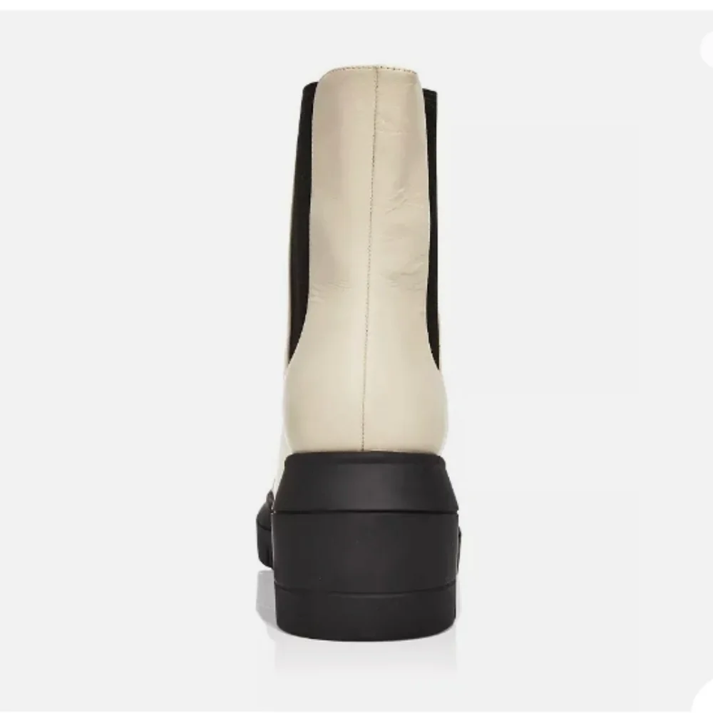 Stuart Weitzman Leather Norah Ivory Chelsea Leather Platform Boots